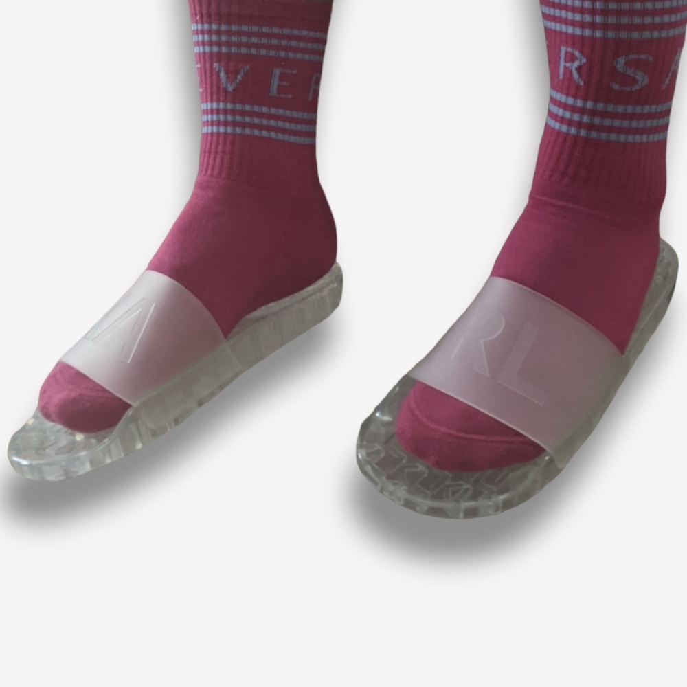 Karl Lagerfeld Paris Taylin Monogram Pool Slides Clear, 10